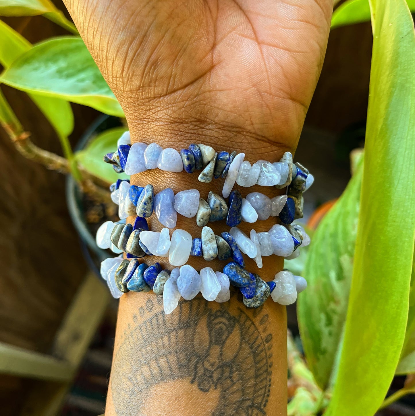 Natural Aquamarine & Lapis Lazuli Bracelet